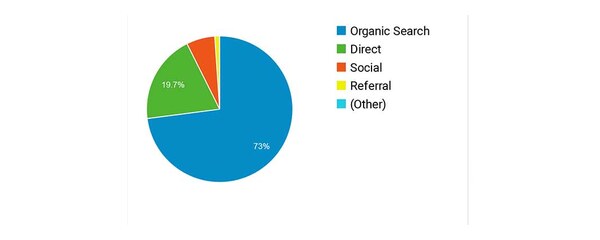 Niche Market & Products SEO Case Study: traffic source breakdown pie chart