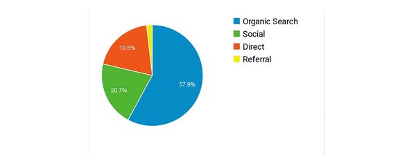 Resort & Hotel Industry SEO Case Study: traffic source breakdown pie chart
