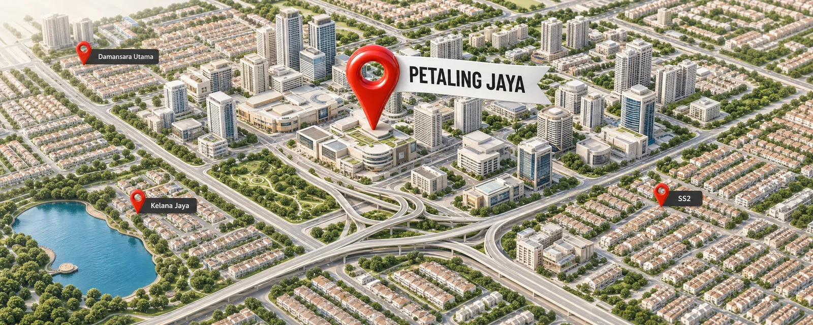SEO Petaling Jaya Malaysia: 3D map of Petaling Jaya with location pin
