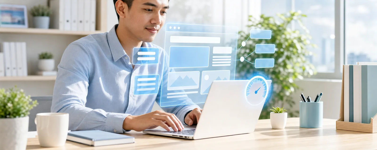On-page SEO Malaysia: specialist optimizing a webpage's structure, headings, internal links and page speed